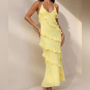 Hello Molly Elegant Yellow Ruffle Dress